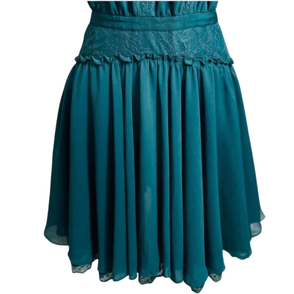 Y2K Victoria's Secret Forest Green Lace Halter Open Back Mini Dress 2 Feminine - Picture 4 of 11